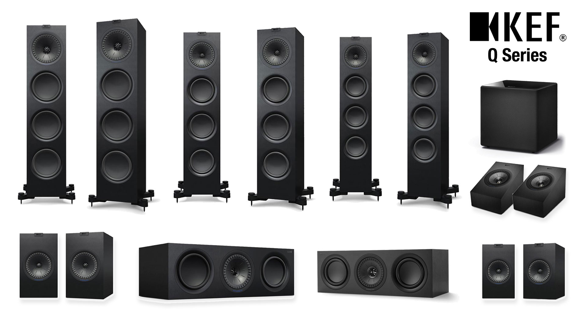 Altavoz central  KEF Q650c, 150 W, 64Hz-28KHz (± 3db), 8Ω, 87dB, Central  2.5 vías, Bass Réflex, Negro